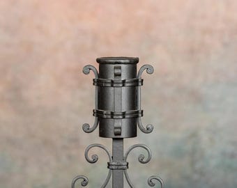 Grave Vase for Germering Cross, Hand Forged Iron Grabvase, Standard or Rich Design, Black Matt, Silver or Copper Patina, Family Forge