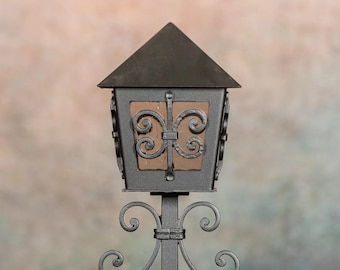 Grave Lantern for Germering Cross, Hand Forged Iron Grablaterne, Glass or Forged Motif, Black Matt, Made in Slovenia