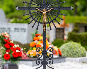 Forged Tombstone Cross/Grave Cross/Cemetery Cross with Jesus