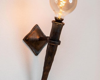 Hand Forged Wall Torch Lamp / Wall Lantern / Wall Sconce / Wall Light 