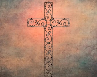 Wrought Iron Grave Cross Tirol, Hand Forged Scrollwork Cemetery Memorial, Grabkreuz Schmiedeeisen, Made to Order