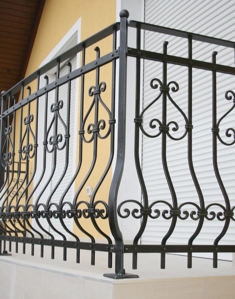 Hand Forged Iron Balcony Railing – Custom Curved Design - Etsy