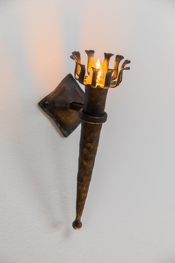 Hand Forged Wall Torch Lamp / Wall Lantern / Wall Sconce / Wall Light 
