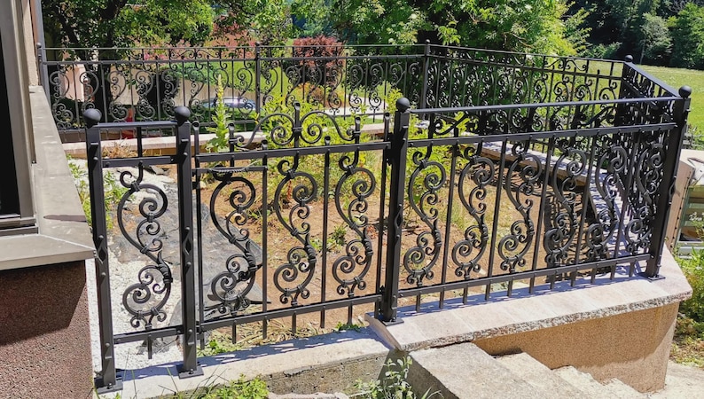 Wrought Iron Balcony Railing Ornamental Forged Exterior Ironwork - Etsy