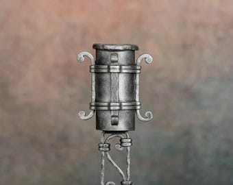Grave Vase for Tirol Cross, Hand Forged Iron Grabvase, Standard or Rich Design, Matte Black, Silver or Copper Patina from Slovenia