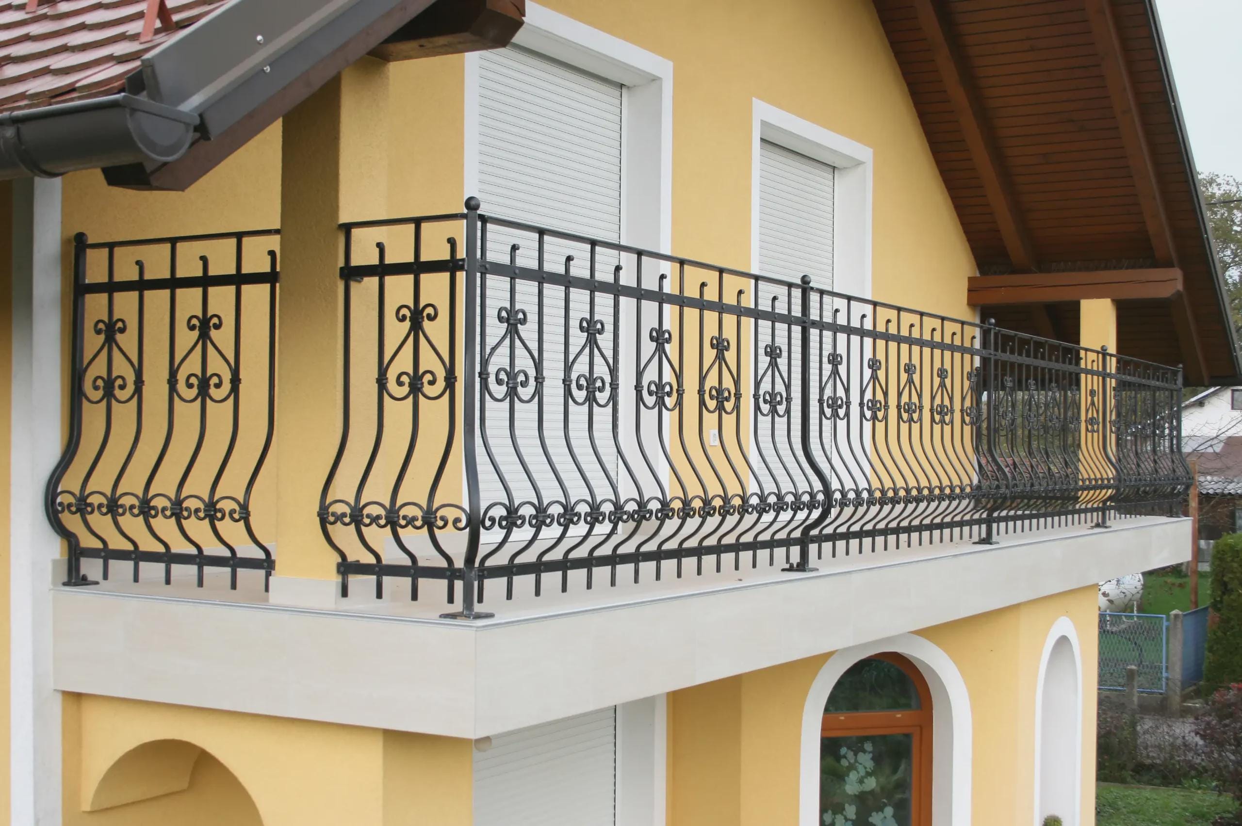 Hand Forged Iron Balcony Railing – Custom Curved Design - Etsy