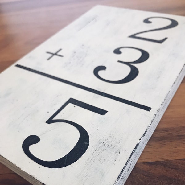 3 + 2 =5 - Family Flashcard- Vintage Style- Gallery Wall