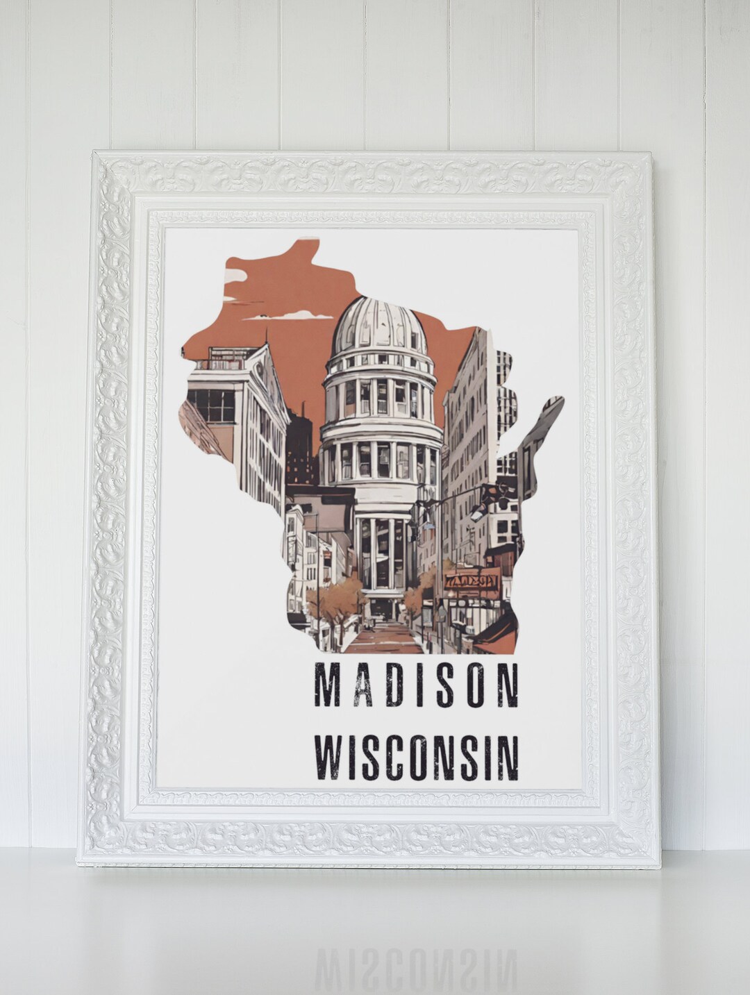 Madison Wisconsin Down Town Digital Wall Art , Madison Wisconsin State