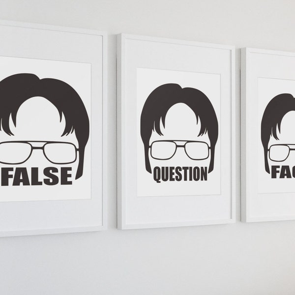 The Office Show Inspired Printable Digital Wall Art Bundle,Dwight Schrute FACT, FALSE, QUESTION Digital Download Printable Quote Bundle Pack