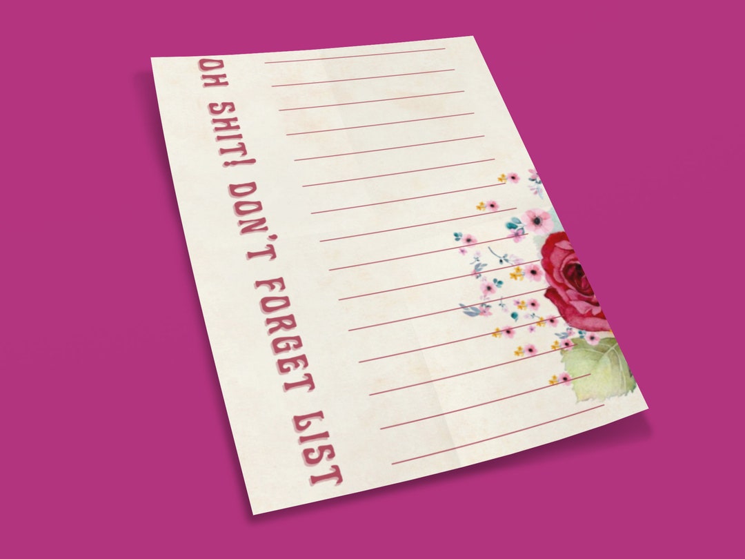 The Oh Sht Don't Forget List Printable Digital Download - Etsy