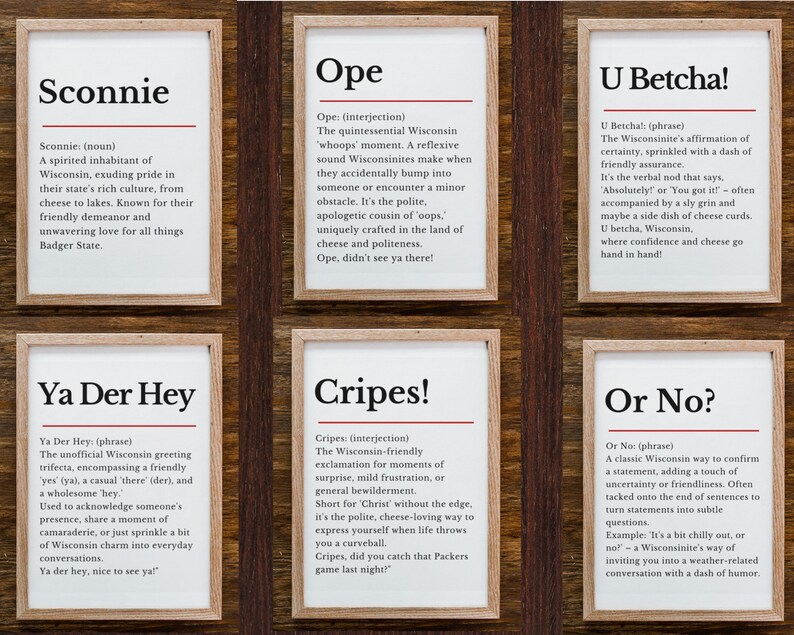 Wisconsin Phrase Printable Bundle Digital Wall Art , Wisconsinite Slang
