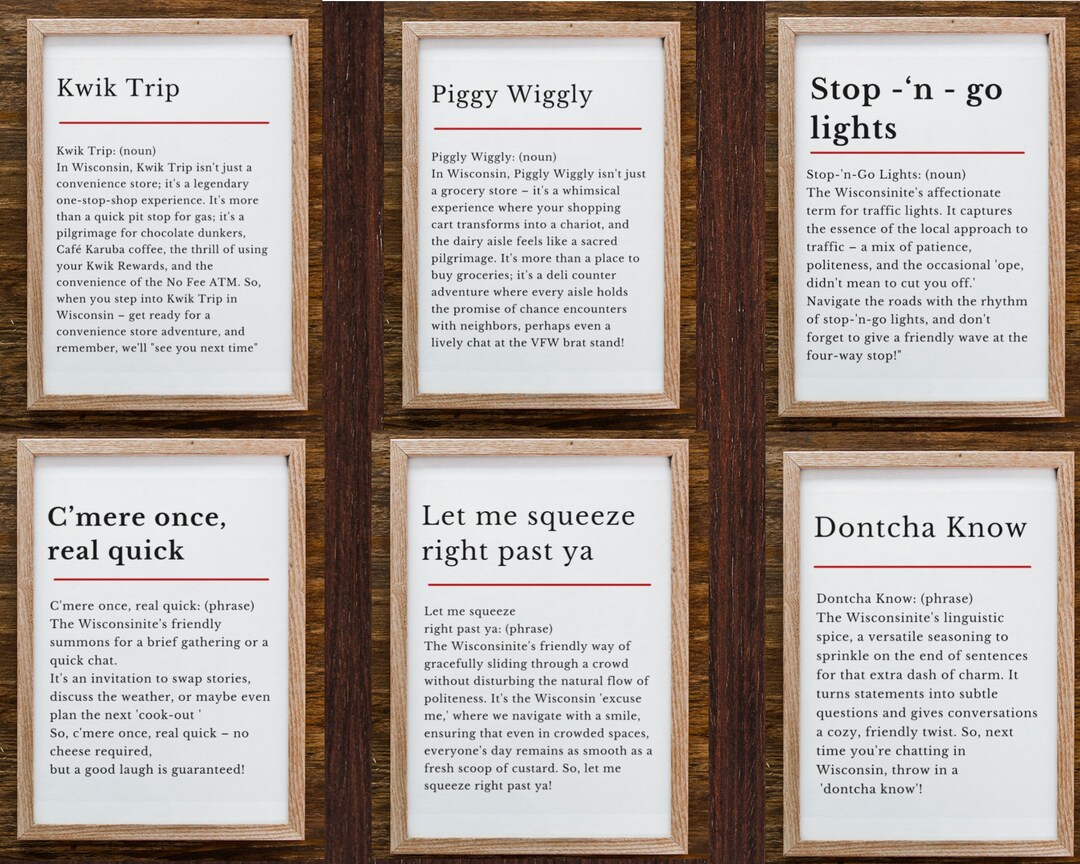 Wisconsin Phrase Printable Bundle Digital Wall Art , Wisconsinite Slang