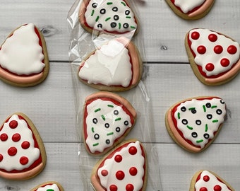 Pizza cookies, pizza party favors, mini pizza theme cookies, birthday cookies,