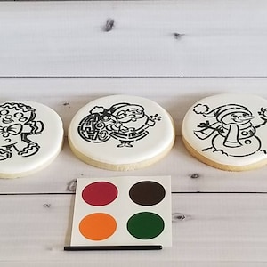 Christmas PYO Cookies, Santa, Blu Dog, Snowman and Gingerbread Man pyo cookies, holiday paint your own cookies, Christmas treats