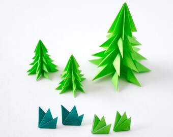 Origami Tree and Grass Set, Paper Ornament