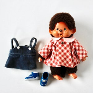Vintage Monchhichi, Monchhichi doll, made in Japan, by Sekiguchi, original Monchhichi, 1970s, Japanese toy, Japanese monkey doll, 8&quot; tall