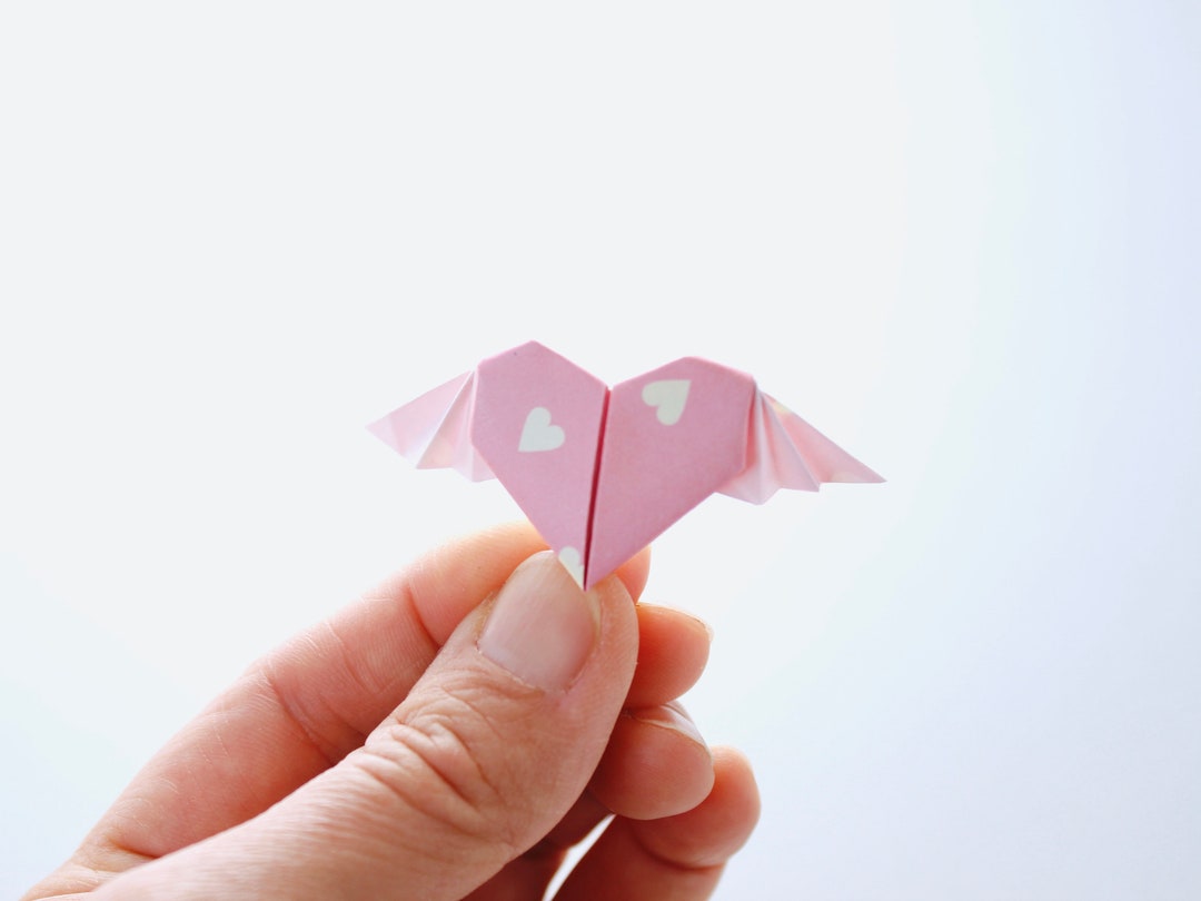 Origami Heart, Origami Heart With Wings, Mini Origami, Origami Art