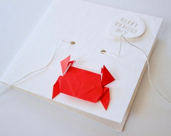 Crab Origami Card, Recycled Milk Carton Card, Detachable Mini Art