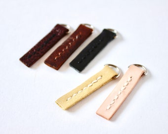 Leather zipper pull, zipper pull tab, zipper pull D ring, recycled leather, purse zipper pull, bag zipper pull, pull replacement, zipper tab