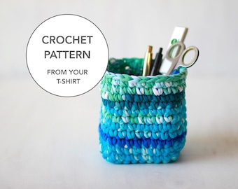 Crochet basket pattern, T-shirt yarn basket, crochet pattern, crochet square basket, storage bin, crochet bowl, DIY crochet, DIY basket