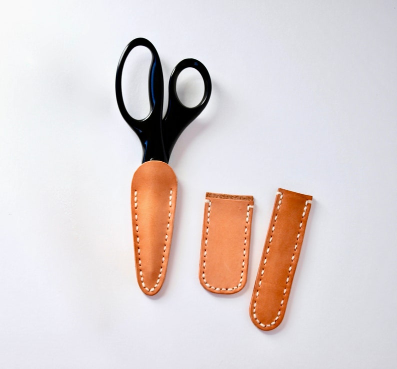 Scissor case, leather scissor case, thread cutter cover, thread snips case, sheath, fabric scissors, shears, Gingher, LDH, TOFT, seam ripper image 1