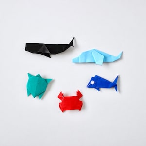 Set of Origami Sea Creature, whale, dolphin, turtle, crab, fish, mini origami, miniature origami, origami whale, origami fish, origami ocean