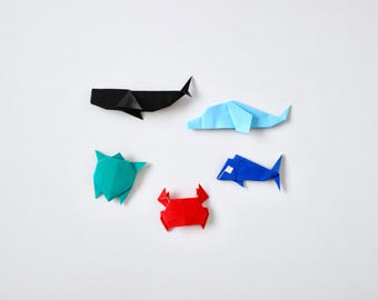 Origami Sea Creature Set, Miniature Ocean Animals