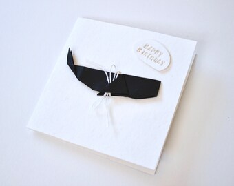 Whale Origami Card, Recycled Milk Carton Card, Detachable Mini Art