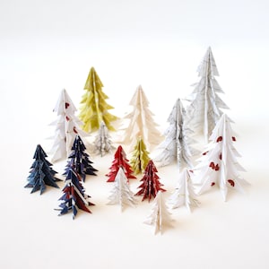 Origami Christmas tree, Christmas tree ornament, Upcycled from various papers, Mini - Large