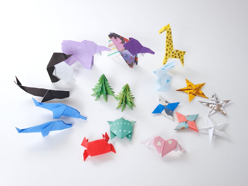 Origami animal, mini origami, origami art, origami star, origami heart, origami ornament, origami, Elmer elephant, shurikens, paper animal image 1