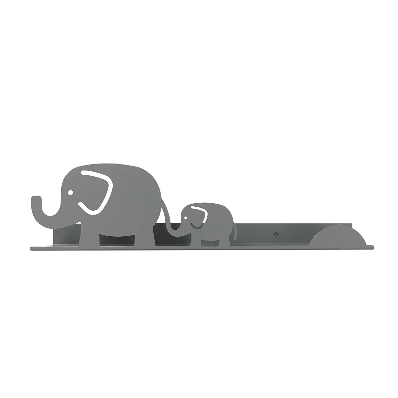 Bibliothèque Métallique En Forme D'éléphant Avec Une Étagère Flottante Colorée. Étagère Avant. Éléphant Porte-Bonheur