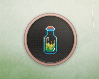 Mini Cross Stitch Potion • Cross Stitch Pattern • Modern Geeky Hoop Art • Easy Counted Cross Stitch • Witch Magic Potion XStitch Pattern