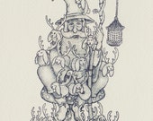 The Jackalope Keeper Print - Fantasy Illustration (A5 / 6x8)