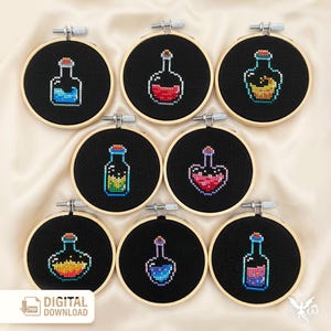 Magic Potion Cross Stitch Pattern Bundle • 8 Witchy Mini Patterns • Small Easy Modern Xstitch PDF