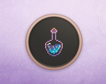 Mini Cross Stitch Potion • Cross Stitch Pattern • Modern Geeky Hoop Art • Easy Counted Cross Stitch • Galaxy Magic Potion XStitch Pattern