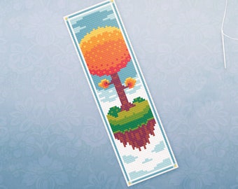 Cross Stitch Bookmark Pattern • Tree Cross Stitch Pattern • Orange Tree Book Mark PDF • DIY Gift • Easy Xstitch Pattern