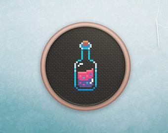 Mini Cross Stitch Potion • Cross Stitch Pattern • Modern Geeky Hoop Art • Easy Counted Cross Stitch • Unicorn Magic Potion XStitch Pattern