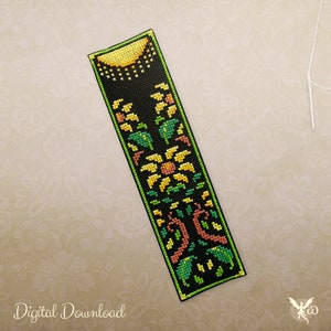 Cross Stitch Bookmark Pattern • Modern Sunflower Cross Stitch Pattern • Yellow Floral Book Mark • DIY Gift • Easy Xstitch PDF