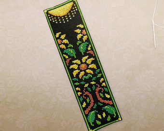 Cross Stitch Bookmark Pattern • Modern Sunflower Cross Stitch Pattern • Yellow Floral Book Mark • DIY Gift • Easy Xstitch PDF