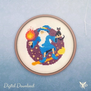 Wizard Cross Stitch Modern Geeky Cross Stitch Pattern Modern Nerdy Hoop Art Easy Counted Cross Stitch PDF Wizard XStitch Pattern image 1