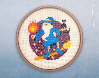 Wizard Cross Stitch • Modern Geeky Cross Stitch Pattern • Modern Nerdy Hoop Art • Easy Counted Cross Stitch PDF • Wizard XStitch Pattern