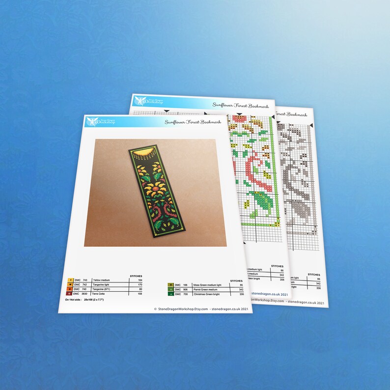 Cross Stitch Bookmark Pattern Modern Sunflower Cross Stitch Etsy