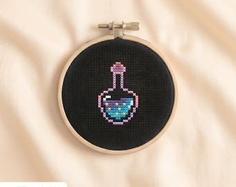 Patrón de punto de cruz de minipoción • Botella de poción galáctica, punto de cruz fácil y original • Descarga digital