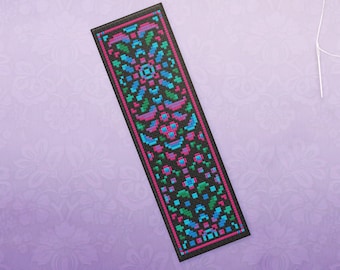 Floral Cross Stitch Bookmark Pattern • Flower Bookmark Cross Stitch Pattern • Decorative Flower Book Mark • DIY Gift • Easy Xstitch PDF