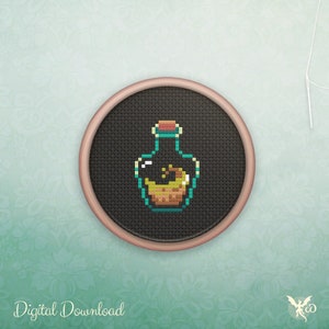 Mini Cross Stitch Potion Cross Stitch Pattern Modern Geeky Hoop Art Easy Counted Cross Stitch Nature Magic Potion XStitch Pattern image 1