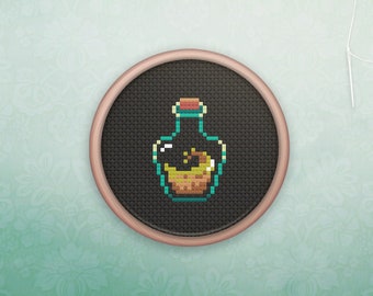 Mini Cross Stitch Potion • Cross Stitch Pattern • Modern Geeky Hoop Art • Easy Counted Cross Stitch • Nature Magic Potion XStitch Pattern