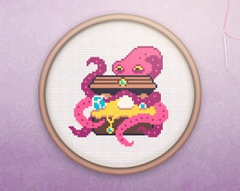 Geeky Cross Stitch • Modern Octopus Cross Stitch Pattern • Modern Animal Hoop Art • Easy Counted Cross Stitch PDF • Octopus XStitch Pattern