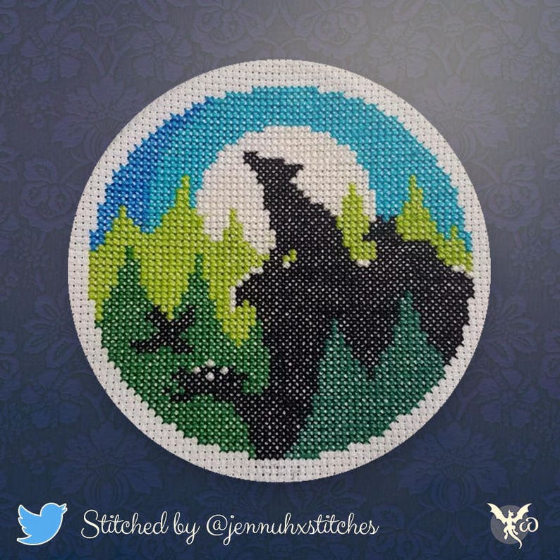 Animal Cross Stitch Modern Wolf Cross Stitch Pattern Modern Hoop Art Easy Counted Cross Stitch PDF Howling Wolf XStitch Pattern image 2