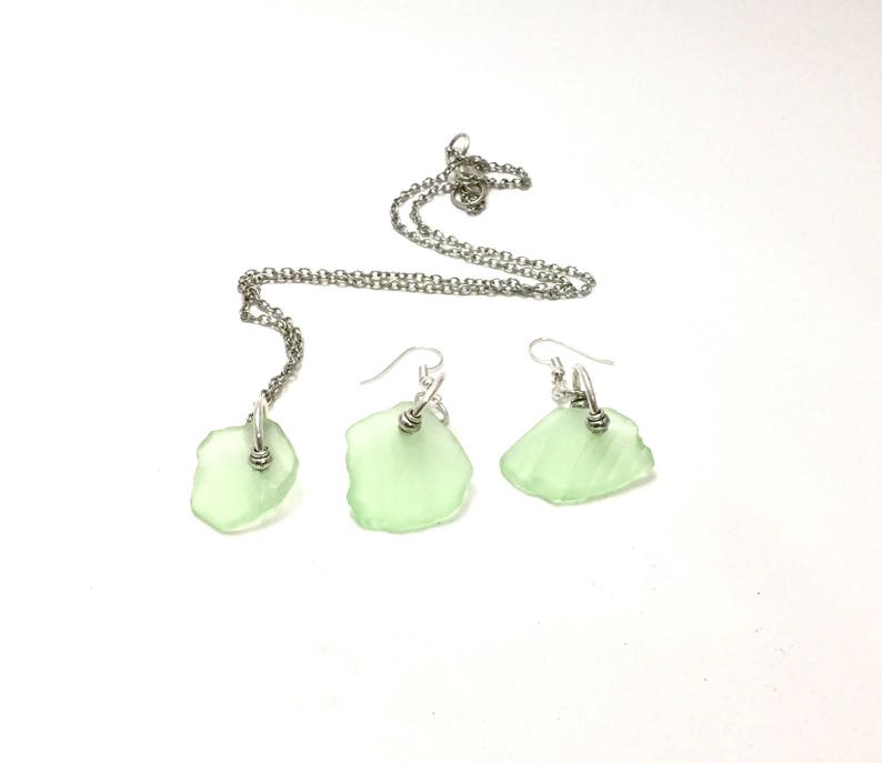 Sea Foam Sea Glass Set Sea Foam Sea Glass SeaFoam Sea Glass Necklace Sea Glass Green Mint Green SeaFoam Seaglass Light Green Jewelry