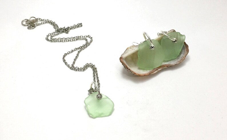Sea Foam Sea Glass Set Sea Foam Sea Glass SeaFoam Sea Glass Necklace Sea Glass Green Mint Green SeaFoam Seaglass Light Green Jewelry